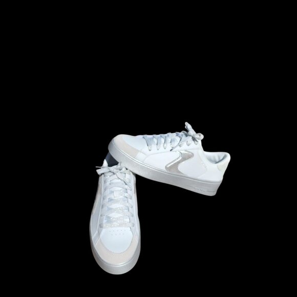 LADIES SKECHERS COURT & CLASSICS MEMORY FOAM AIR COOLED WHITE & SILVER SIZE 8 - Picture 5 of 5